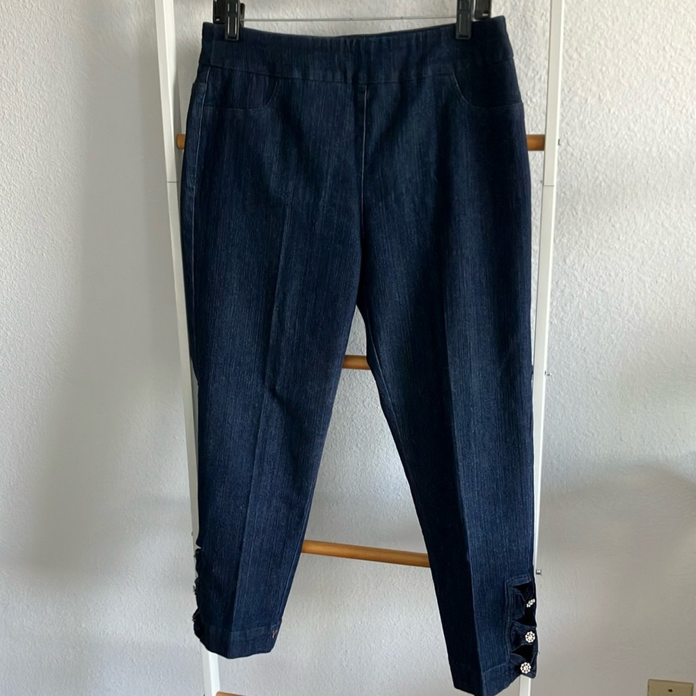 Soft surroundings denim capris stretchy jeans size M